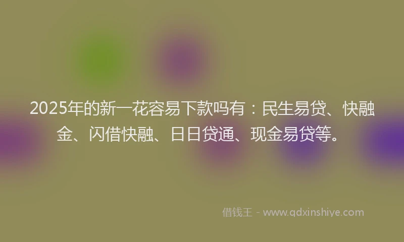 2025年的新一花容易下款吗有：民生易贷、快融金、闪借快融、日日贷通、现金易贷等。