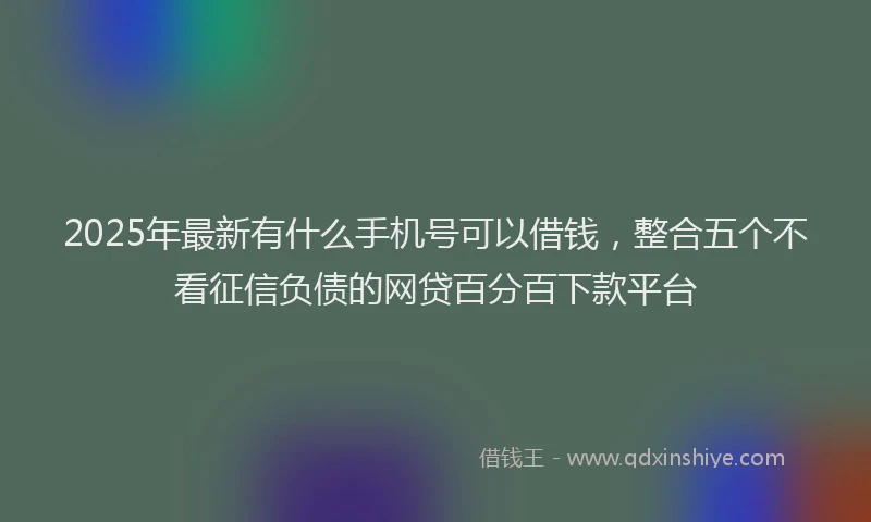 2025年最新有什么手机号可以借钱，整合五个不看征信负债的网贷百分百下款平台