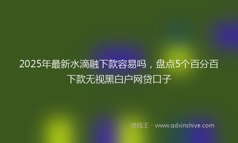 2025年最新水滴融下款容易吗，盘点5个百分百下款无视黑白户网贷口子