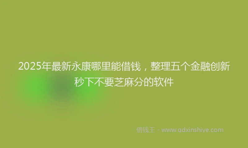2025年最新永康哪里能借钱，整理五个金融创新秒下不要芝麻分的软件