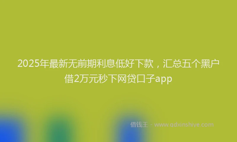 2025年最新无前期利息低好下款，汇总五个黑户借2万元秒下网贷口子app