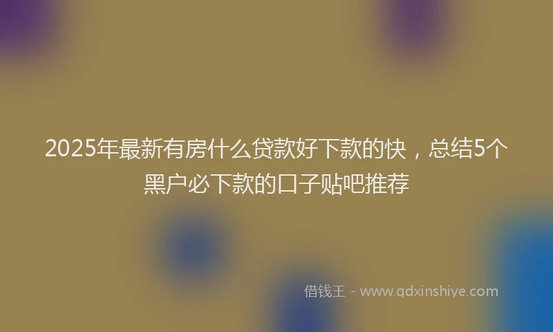 2025年最新有房什么贷款好下款的快，总结5个黑户必下款的口子贴吧推荐