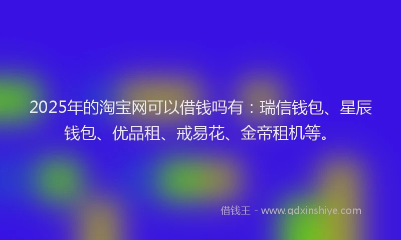 2025年的淘宝网可以借钱吗有：瑞信钱包、星辰钱包、优品租、戒易花、金帝租机等。