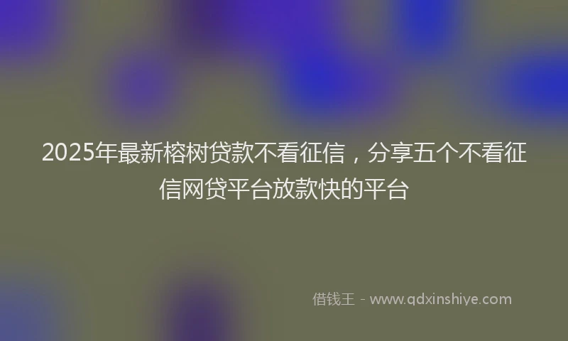 2025年最新榕树贷款不看征信，分享五个不看征信网贷平台放款快的平台