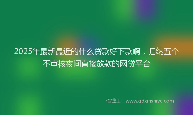 2025年最新最近的什么贷款好下款啊，归纳五个不审核夜间直接放款的网贷平台