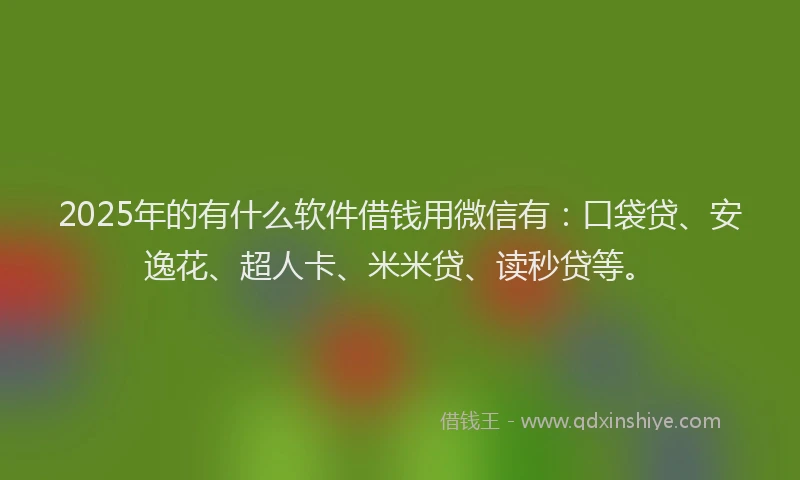2025年的有什么软件借钱用微信有：口袋贷、安逸花、超人卡、米米贷、读秒贷等。