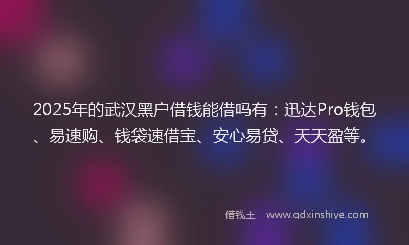 2025年的武汉黑户借钱能借吗有：迅达Pro钱包、易速购、钱袋速借宝、安心易贷、天天盈等。