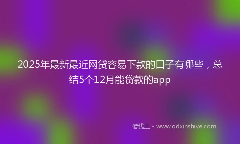 2025年最新最近网贷容易下款的口子有哪些，总结5个12月能贷款的app