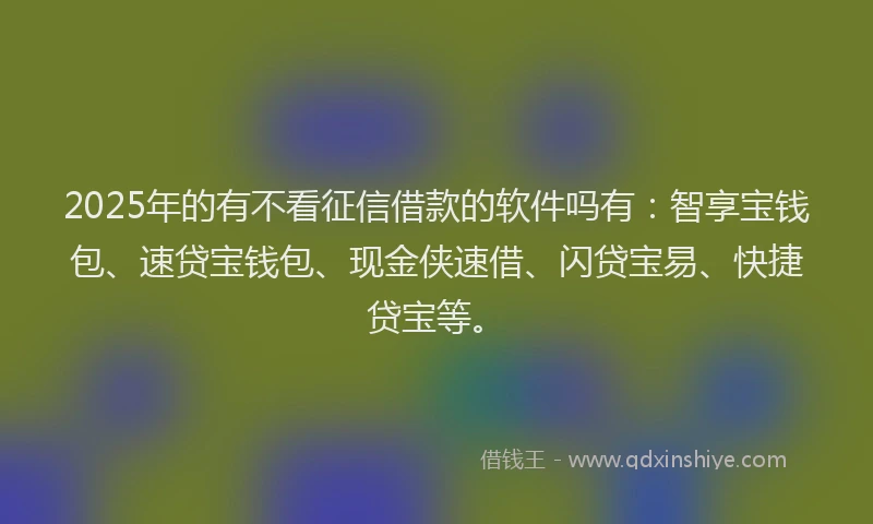 2025年的有不看征信借款的软件吗有：智享宝钱包、速贷宝钱包、现金侠速借、闪贷宝易、快捷贷宝等。