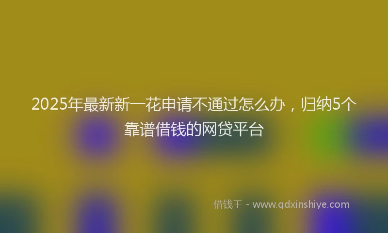 2025年最新新一花申请不通过怎么办，归纳5个靠谱借钱的网贷平台
