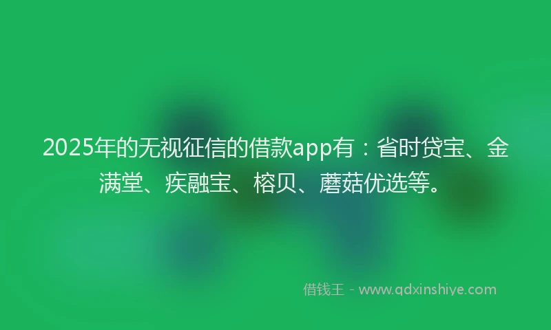 2025年的无视征信的借款app有：省时贷宝、金满堂、疾融宝、榕贝、蘑菇优选等。