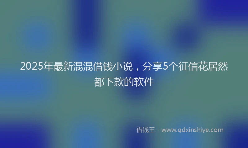 2025年最新混混借钱小说，分享5个征信花居然都下款的软件