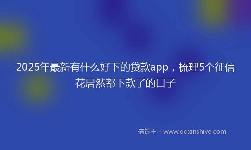 2025年最新有什么好下的贷款app，梳理5个征信花居然都下款了的口子