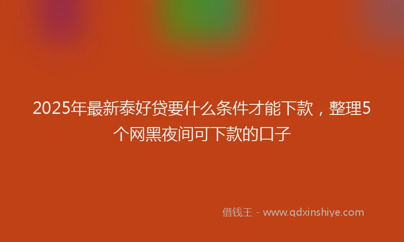 2025年最新泰好贷要什么条件才能下款，整理5个网黑夜间可下款的口子