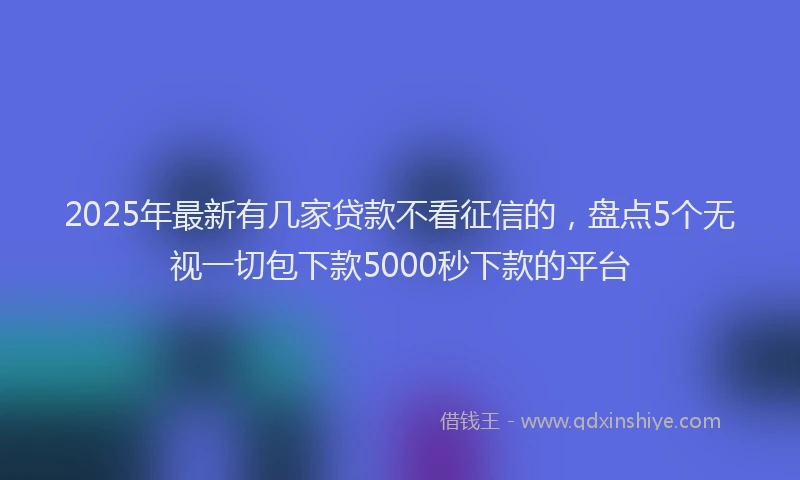 2025年最新有几家贷款不看征信的，盘点5个无视一切包下款5000秒下款的平台