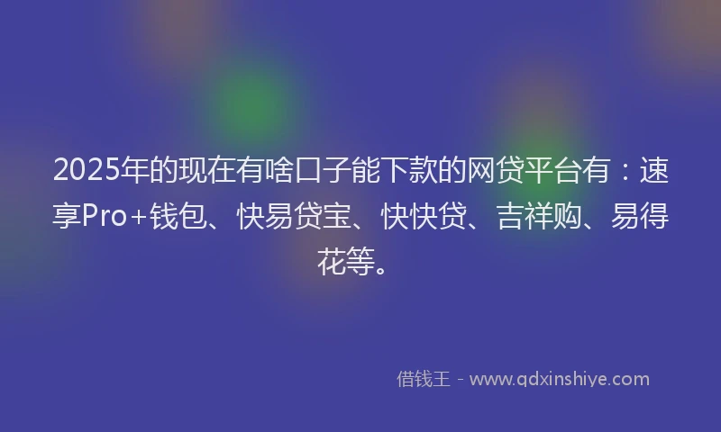 2025年的现在有啥口子能下款的网贷平台有：速享Pro+钱包、快易贷宝、快快贷、吉祥购、易得花等。
