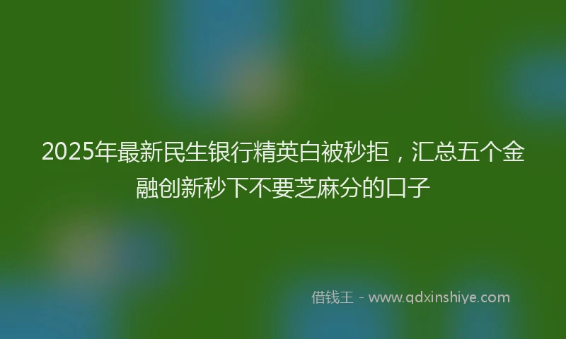 2025年最新民生银行精英白被秒拒，汇总五个金融创新秒下不要芝麻分的口子