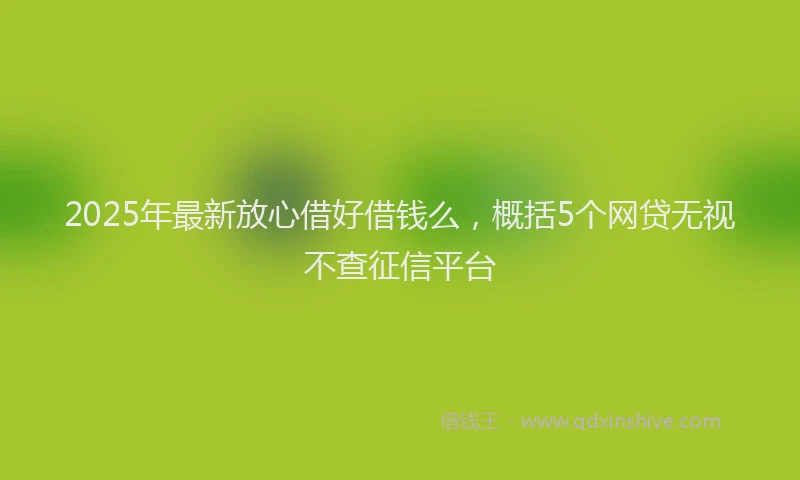 2025年最新放心借好借钱么，概括5个网贷无视不查征信平台