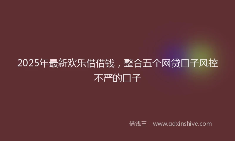 2025年最新欢乐借借钱，整合五个网贷口子风控不严的口子