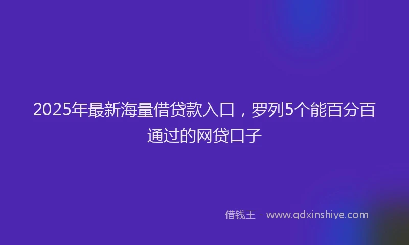 2025年最新海量借贷款入口，罗列5个能百分百通过的网贷口子