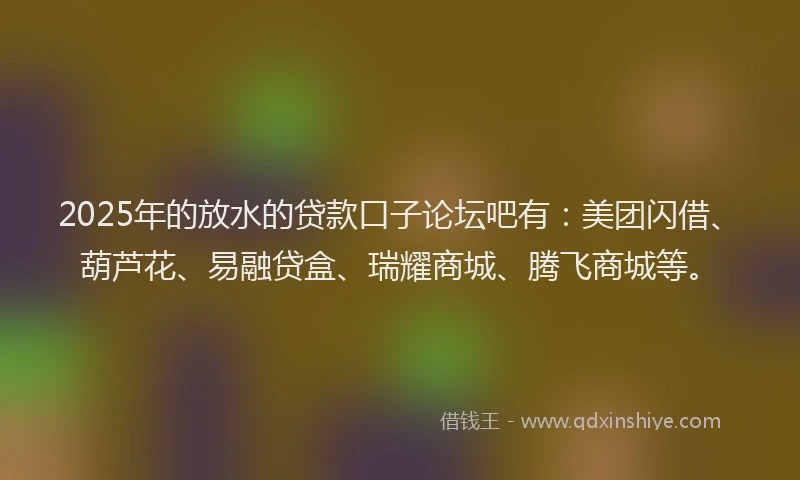 2025年的放水的贷款口子论坛吧有：美团闪借、葫芦花、易融贷盒、瑞耀商城、腾飞商城等。