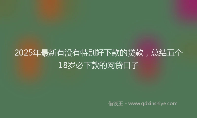 2025年最新有没有特别好下款的贷款，总结五个18岁必下款的网贷口子