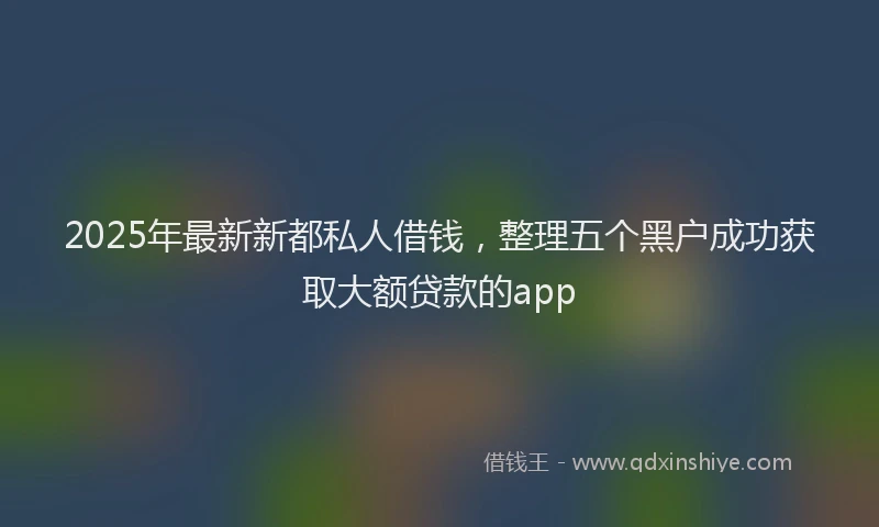 2025年最新新都私人借钱，整理五个黑户成功获取大额贷款的app