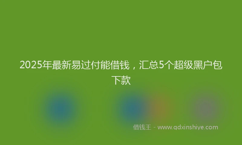 2025年最新易过付能借钱，汇总5个超级黑户包下款