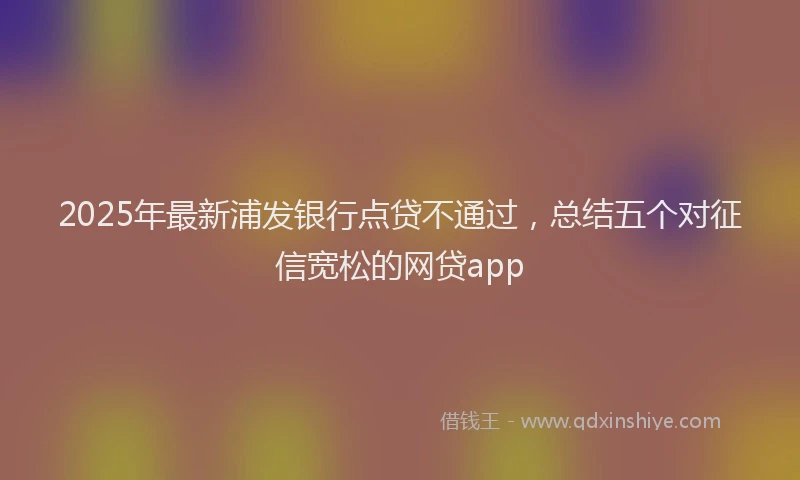 2025年最新浦发银行点贷不通过，总结五个对征信宽松的网贷app