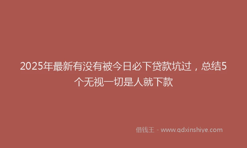 2025年最新有没有被今日必下贷款坑过，总结5个无视一切是人就下款