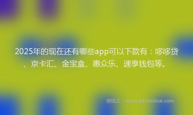 2025年的现在还有哪些app可以下款有：哆哆贷、京卡汇、金宝盒、惠众乐、速享钱包等。