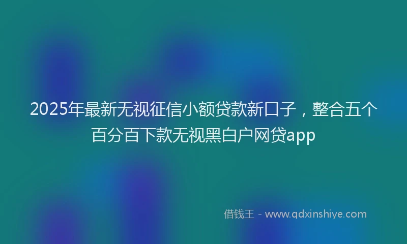 2025年最新无视征信小额贷款新口子，整合五个百分百下款无视黑白户网贷app
