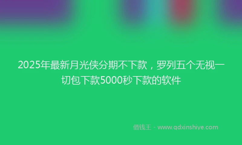 2025年最新月光侠分期不下款，罗列五个无视一切包下款5000秒下款的软件