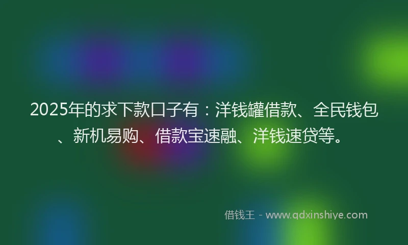 2025年的求下款口子有：洋钱罐借款、全民钱包、新机易购、借款宝速融、洋钱速贷等。
