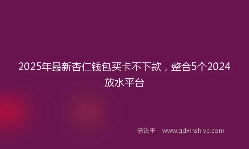 2025年最新杏仁钱包买卡不下款，整合5个2024放水平台