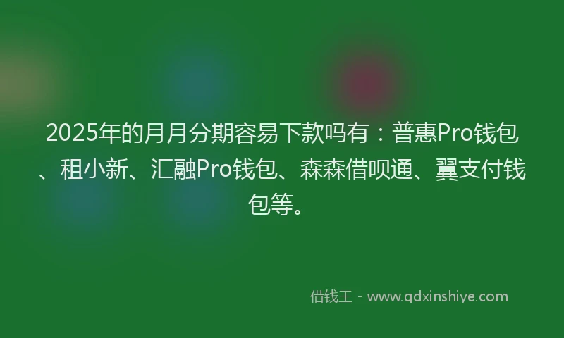 2025年的月月分期容易下款吗有：普惠Pro钱包、租小新、汇融Pro钱包、森森借呗通、翼支付钱包等。
