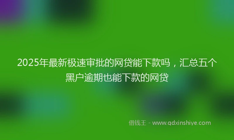2025年最新极速审批的网贷能下款吗，汇总五个黑户逾期也能下款的网贷