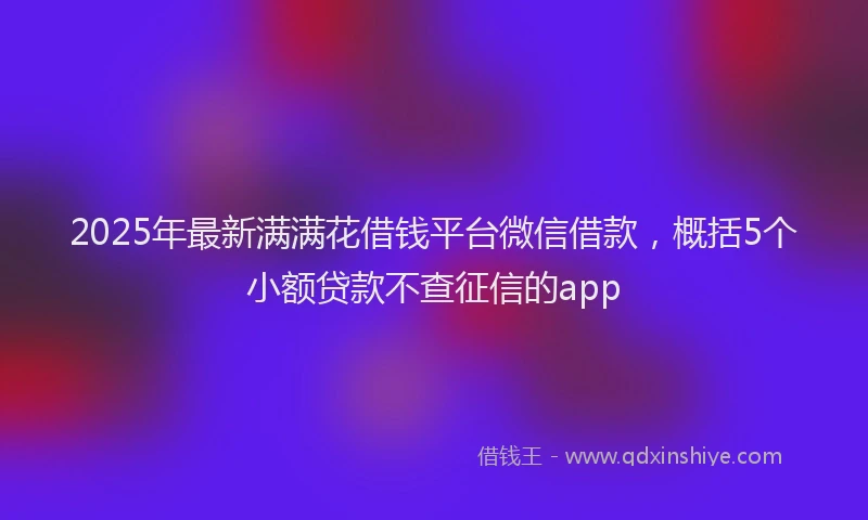 2025年最新满满花借钱平台微信借款，概括5个小额贷款不查征信的app