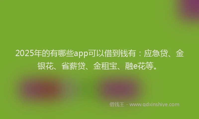2025年的有哪些app可以借到钱有：应急贷、金银花、省薪贷、金租宝、融e花等。