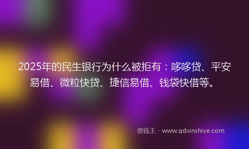 2025年的民生银行为什么被拒有：哆哆贷、平安易借、微粒快贷、捷信易借、钱袋快借等。
