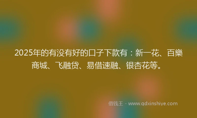 2025年的有没有好的口子下款有：新一花、百樂商城、飞融贷、易借速融、银杏花等。
