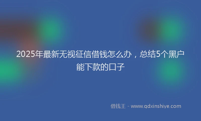 2025年最新无视征信借钱怎么办，总结5个黑户能下款的口子