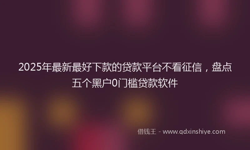 2025年最新最好下款的贷款平台不看征信，盘点五个黑户0门槛贷款软件