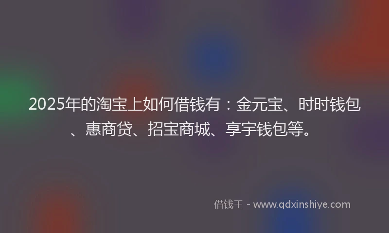 2025年的淘宝上如何借钱有：金元宝、时时钱包、惠商贷、招宝商城、享宇钱包等。