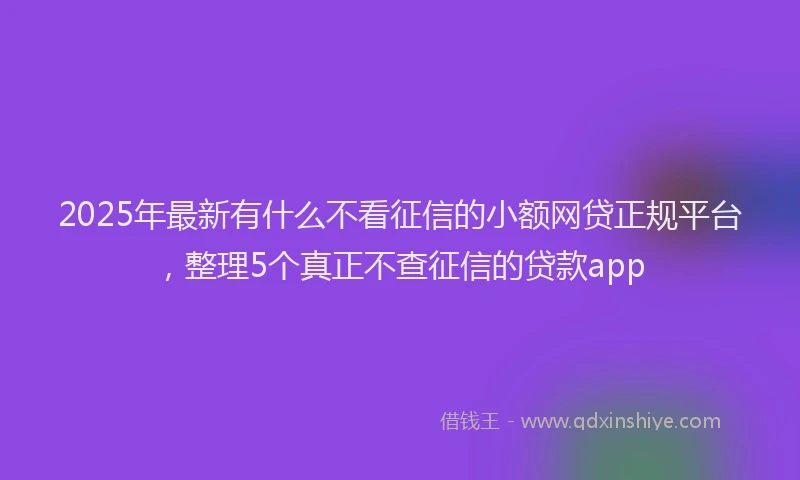 2025年最新有什么不看征信的小额网贷正规平台，整理5个真正不查征信的贷款app
