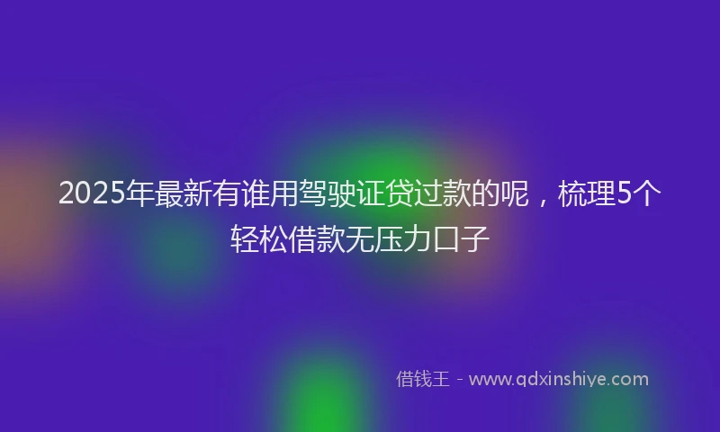 2025年最新有谁用驾驶证贷过款的呢，梳理5个轻松借款无压力口子