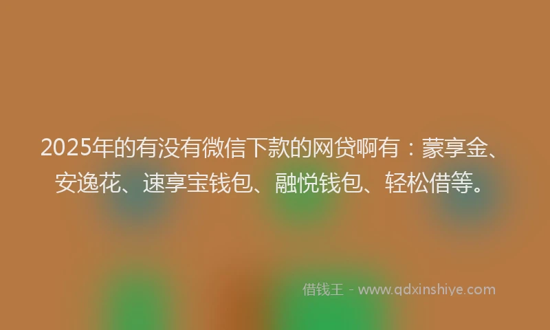 2025年的有没有微信下款的网贷啊有：蒙享金、安逸花、速享宝钱包、融悦钱包、轻松借等。