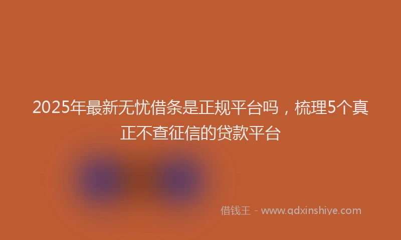 2025年最新无忧借条是正规平台吗，梳理5个真正不查征信的贷款平台