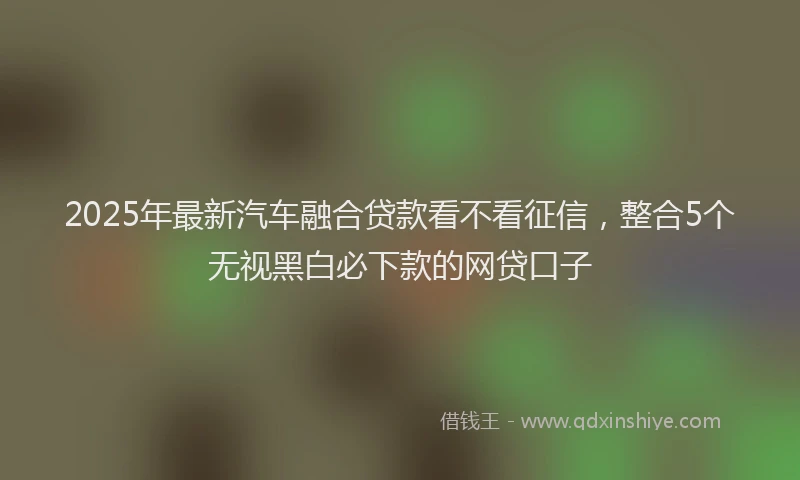 2025年最新汽车融合贷款看不看征信，整合5个无视黑白必下款的网贷口子