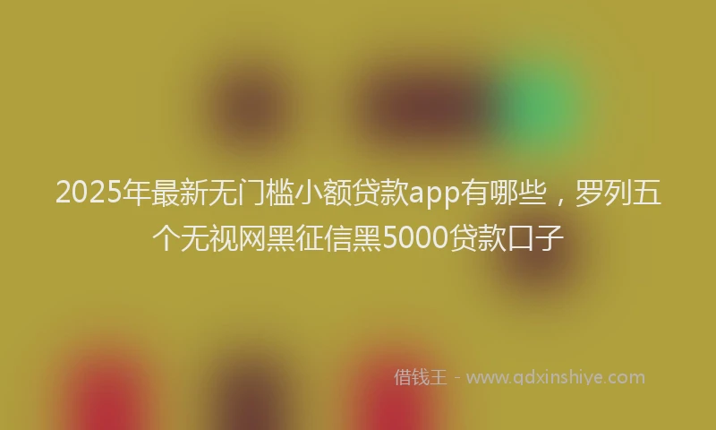 2025年最新无门槛小额贷款app有哪些，罗列五个无视网黑征信黑5000贷款口子